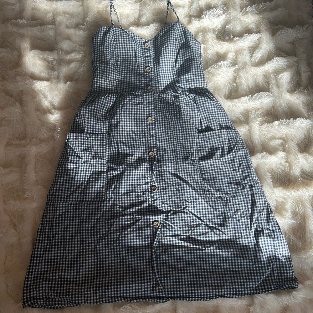 Potter's Pot Navy Checkered Midi Dress